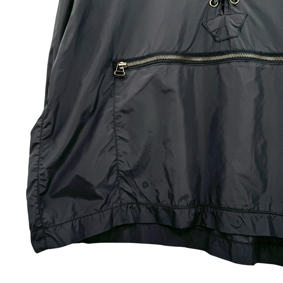 Vintage 90s Ann Taylor Windbreaker Jacket Black Nylon Hooded Pullover | Small - Picture 5 of 11